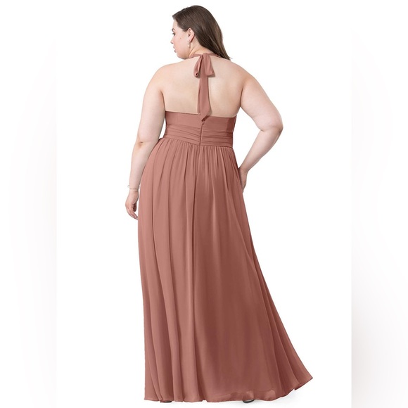 Azazie Bridesmaid Halter with pockets - Veronica in Sunset (orange/peach) Color - Picture 5 of 7